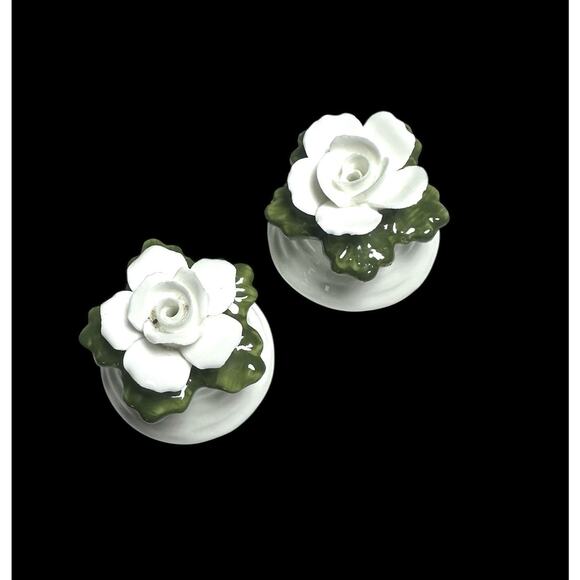 Vintage Aynsley Bone China Rose Carnation Salt and Pepper Shakers - Picture 1 of 3